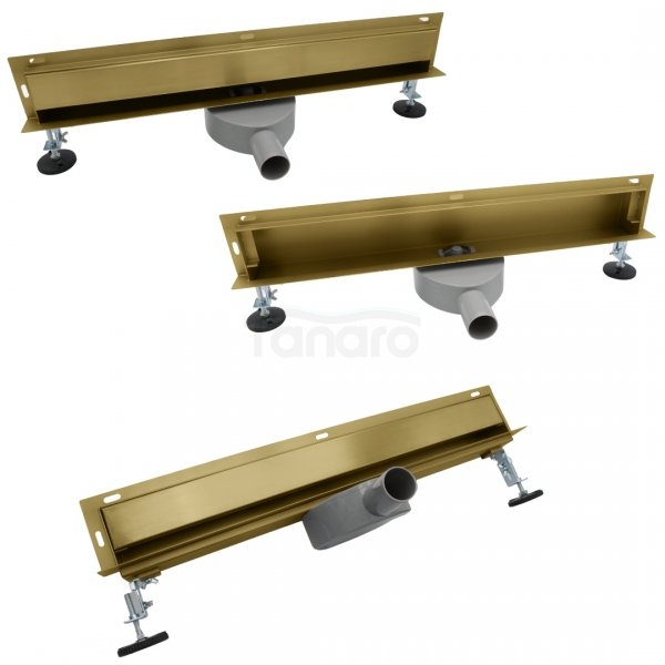 AQUALINE Odpływ liniowy ŚCIENNY ZŁOTY OBROTOWY 360° - 100 cm SR04GL1000