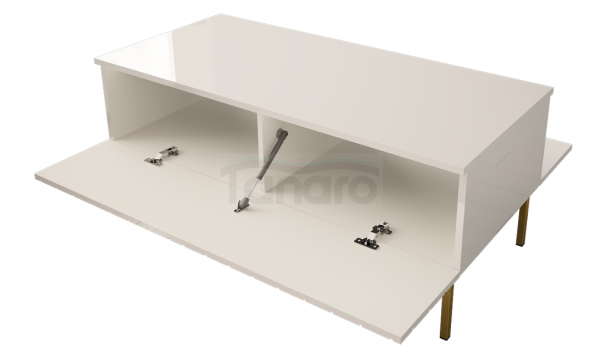 MEGSTYL ŁAWA 120CM NA ZŁOTYCH NÓŻKACH - biały połysk HEXA 3