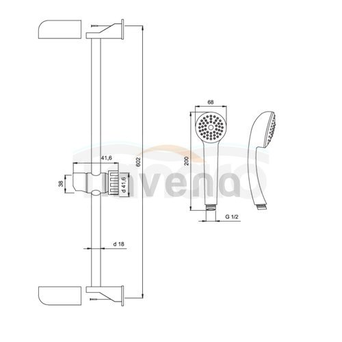 INVENA - Zestaw natryskowy AVA NEW jedno funkcyjny  AU-56-001-D