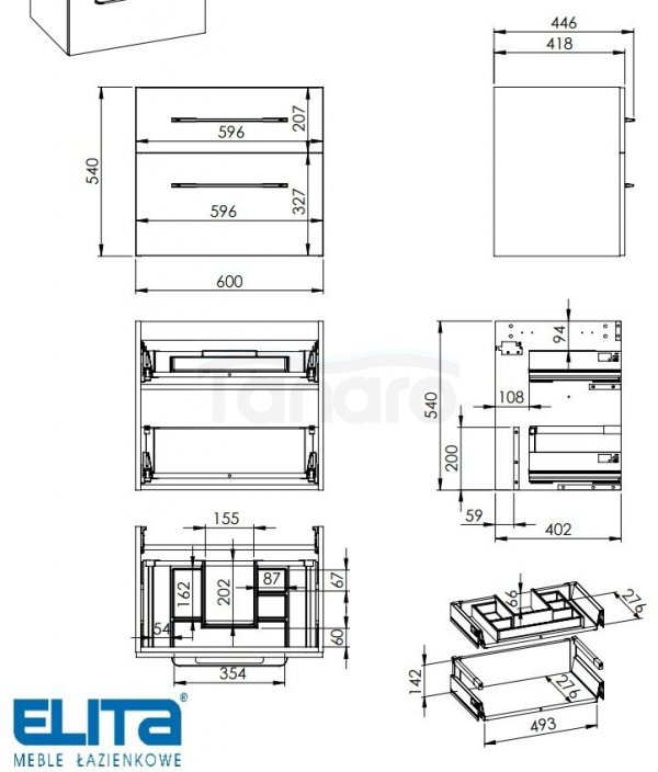 ELITA SZAFKA BARCELONA 60 2S BLACK HG PDW 164348