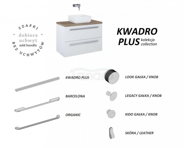 ELITA SET KWADRO PLUS SZAFKA  50 2S WHITE HG PDW + BLAT 168443