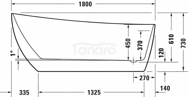 DURAVIT Wanna akrylowa wolnostojąca owalna DuraFaro 1800 800 x 730 mm biały | 700568000000000