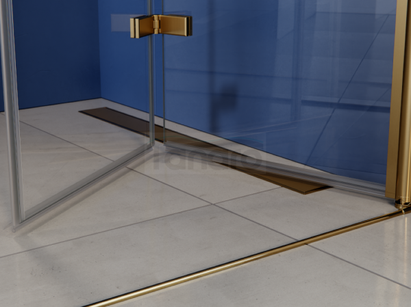 BESCO Kabina kwadratowa składana 90x90x195 Exo-H 90 Brushed Gold KEHZS-90-195