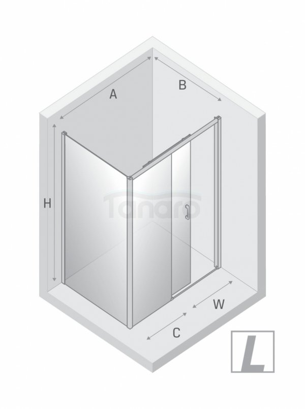 NEW TRENDY Kabina prysznicowa PRIME GUNMETAL BRUSHED 1D prostokątna L 100x90x200 szkło czyste 6mm Active Shield 2.0 K-4798