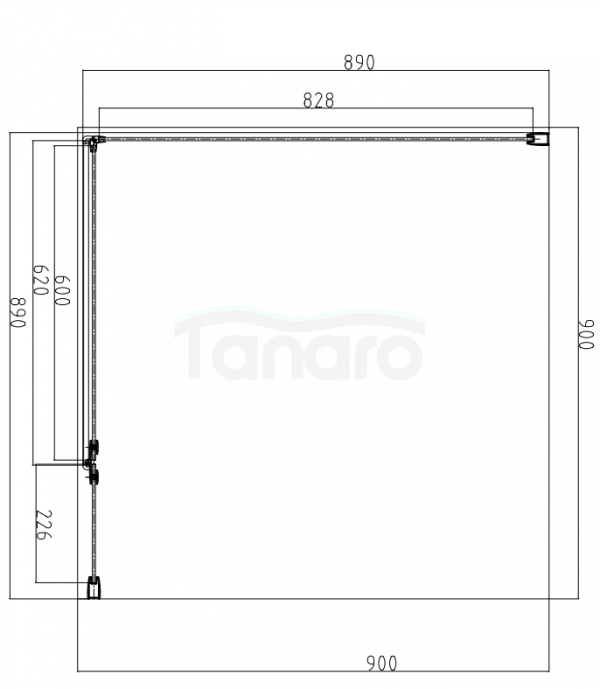OMNIRES Kabina prysznicowa kwadratowa z drzwiami uchylnymi, 90 x 90 cm MH9090BLTR