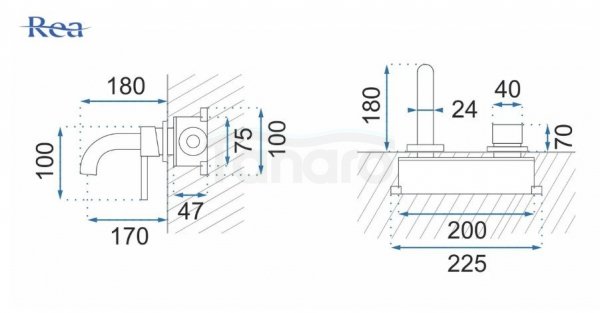 REA - Bateria podtynkowa OWEN nikiel szczotkowany / Inox nickel brush + BOX
