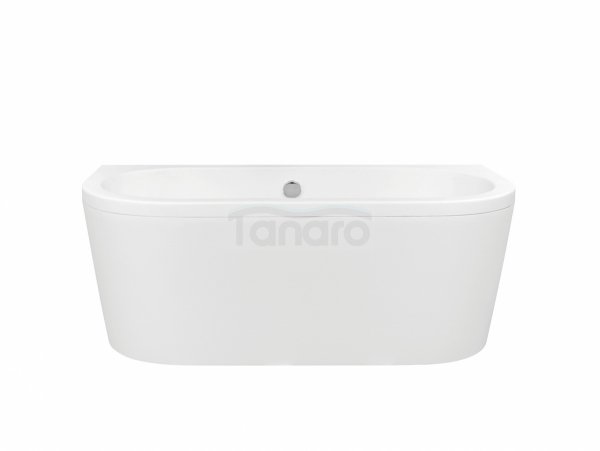 BESCO Wanna przyścienna wolnostojąca Volya 150 + syfon klik-klak chrom z przelewem slim #WKV-150-WSS