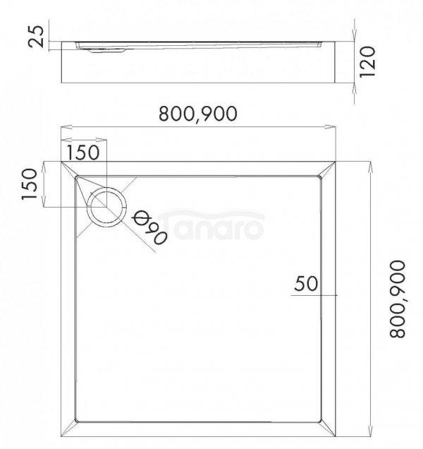 REIHE AXOS BLACK STONE BRODZIK 90X90X12 KWADRATOWY