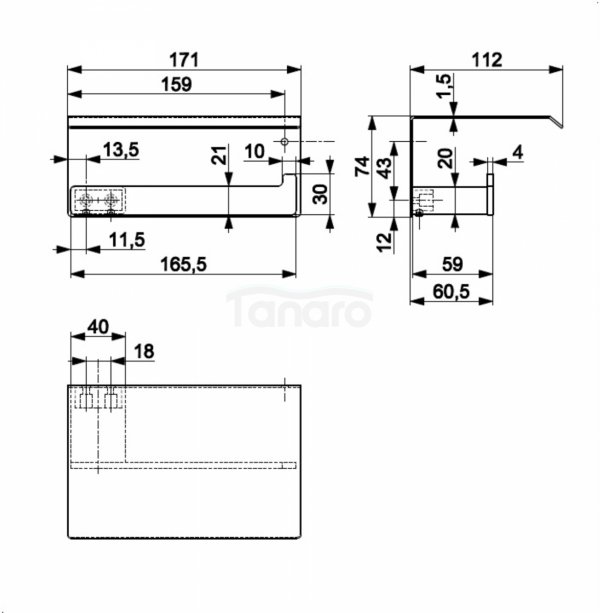 ARMATURA KRAKÓW KFA uchwyt na papier toaletowy z półką CHROM 864-038-00