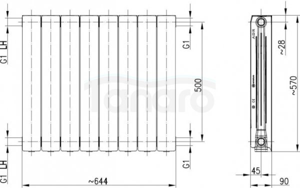 KFA ARMATURA KRAKÓW - Grzejnik aluminiowy ADR 500 8-elementowy GRAFITOWY   763-080-61
