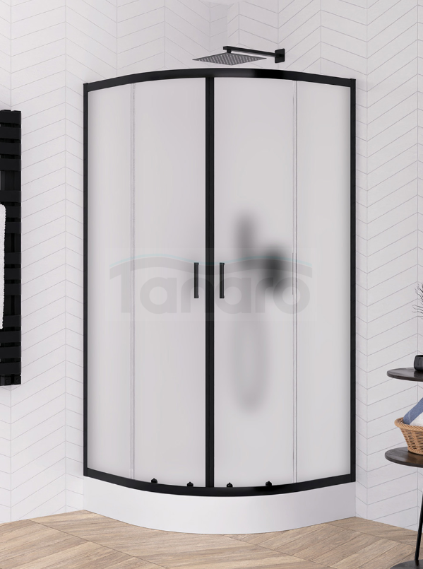 NEW TRENDY Kabina prysznicowa, półokrągła, R55 SUVIA BLACK 80x80x185 K-3577