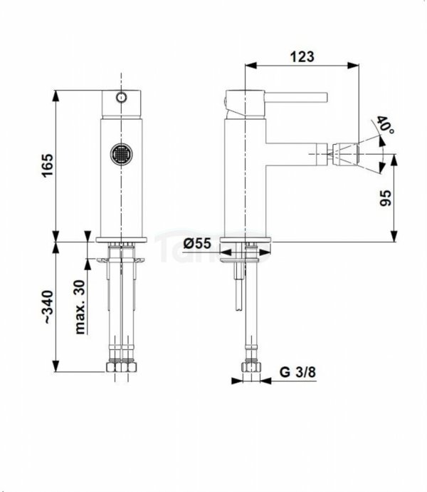 ARMATURA KRAKÓW KFA Bateria bidetowa MOZA GUN METAL GREY 5037-015-61