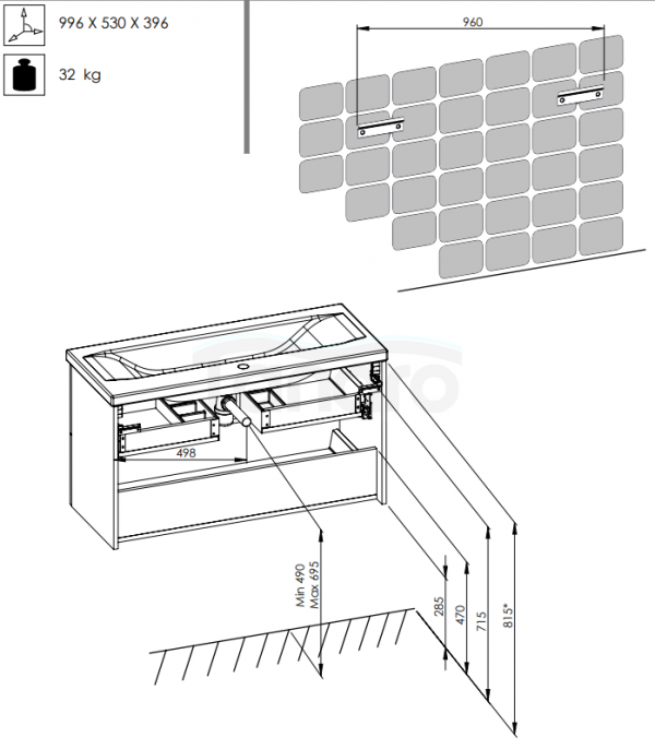 ELITA Szafka KWADRO PLUS 100 2S WHITE/BIAŁA 166714