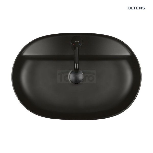 Oltens Hamnes Thin umywalka 62x42 cm nablatowa owalna czarny mat 41314300