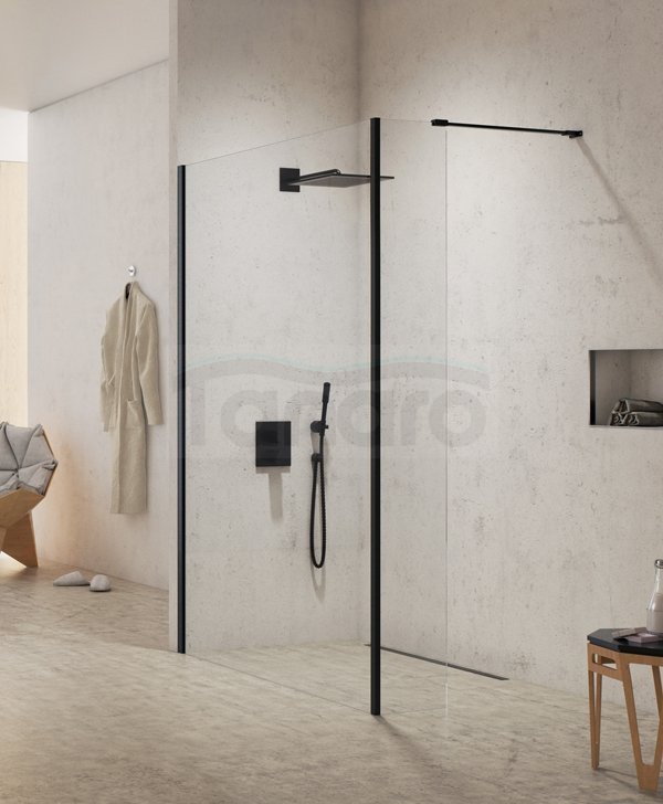 NEW TRENDY - Kabina ścianka walk-in NEW MODUS BLACK 80cm EXK-0064