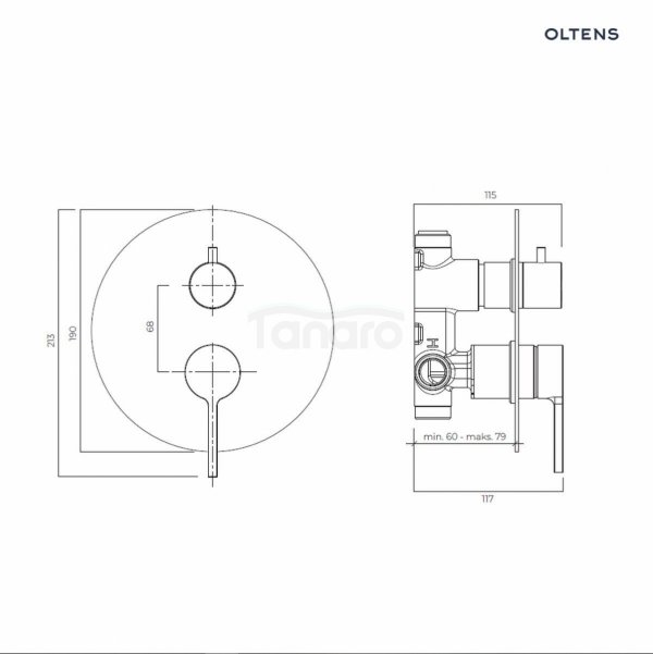 Oltens Rann bateria wannowo-prysznicowa podtynkowa czarny mat 34111300