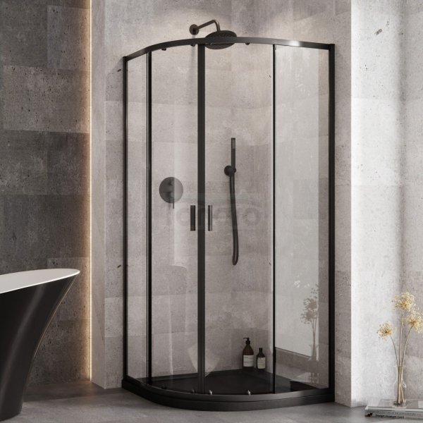 BESCO Kabina prysznicowa 80x80x190  Zarya Black ZPB-80-190-C