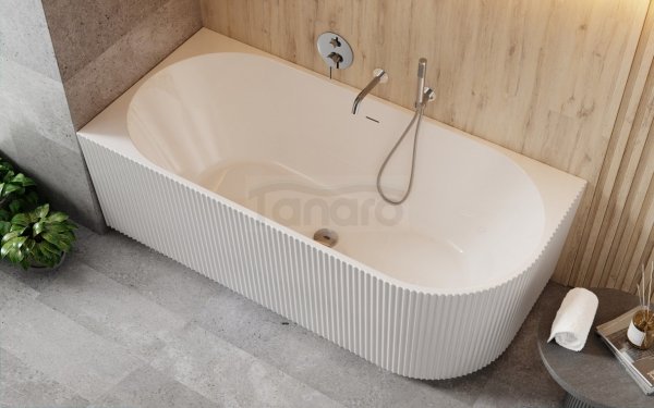 BESCO Wanna przyścienna wolnostojąca Denaya 170 Lewa + maskownica odpływu biała #WAS-170-DLW