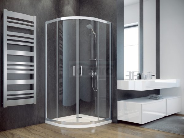 BESCO Kabina prysznicowa półokrągła Modern Chrom 90 x 190 szkło mrożone MP-90-190-M