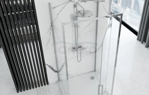 REA - Kabina Prysznicowa Przyścienna RAPID SWING CHROM  /drzwi 100 + ścianka 80 x2 + ramię x2/ 