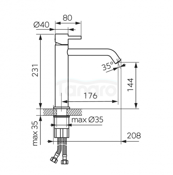 FERRO Bateria umywalkowa stojąca, średnia złoty szczotkowany CIRICULUS BCK2MLBG