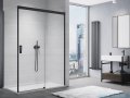 SanSwiss Cadura Black Line drzwi przesuwne 170cm jednoskrzydłowe prawe z polem stałym profile czarny mat CAS2D1700607