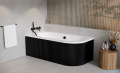 Besco Avita 160x75cm wanna asymetryczna lewa + obudowa CZARNA RYFLOWANA / ryfle matt black + syfon CZARNY #WAA-160-NL/OAV-160-NSCR/19977