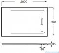 Roca Aquos 200x80cm brodzik prostokątny konglomeratowy biały AP6017D032001100