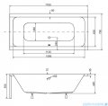 Besco Quadro 175x80cm wanna prostokątna + obudowa CZARNY mat + syfon CZARNY #WAQ-175-PK/#OAQ-175-PKC/19977