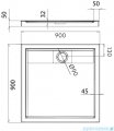 Omnires Brooklyn brodzik akrylowy kwadratowy 90x90 cm Brooklyn90/K