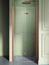 New Trendy New Soleo Copper Brushed drzwi wnękowe bifold 80x195 cm prawe miedź szczotkowana/szkło przejrzyste D-0502A