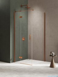New Trendy Nesta Copper Brushed kabina 110x90x200 cm lewa wspornik równoległy miedź szczotkowana/szkło przejrzyste K-4610