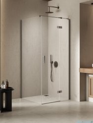 New Trendy Nesta Gunmetal Brushed kabina 80x110x200 cm prawa wspornik równoległy grafit szczotkowany/szkło przejrzyste K-4730