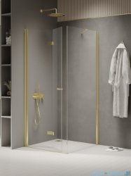 New Trendy New Soleo Light Gold 100x110x195 cm kabina lewa drzwi składane pojedyncze wspornik skośny złoty jasny połysk/szkło przejrzyste  K-1917