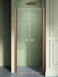 New Trendy New Soleo Copper Brushed 150x195 cm drzwi wnękowe dwuskrzydłowe miedź szczotkowana/szkło przejrzyste D-0549A