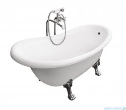 Besco Otylia Glam srebrna 160x77 wanna wolnostojąca Retro + nogi czarne #WKO-160-GSB
