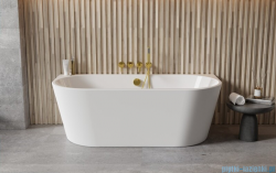 Besco Vica New wanna 150x80cm wolnostojąca przyścienna z odpływem klik-klak czarny matt z napełnieniem przez przelew #WAS-150VNCN