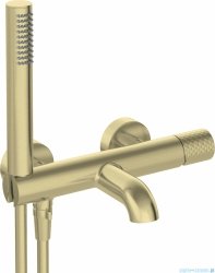 Deante SILIA HEXA Bateria wannowa z zestawem prysznicowym złoty szczotkowany BHS_R11M