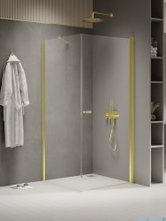New Trendy New Soleo Light Gold 100x90x195 cm kabina wspornik skośny złoty połysk/szkło przejrzyste K-1847