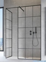 Radaway Modo New Black III kabina Walk-in 155x80x200 Factory czarny mat/szkło przejrzyste 389155-54-55/389084-54-55/389000-54