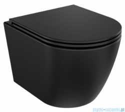 Besco Aspen Matt Black miska WC wisząca + deska wolnoopadająca Aspen Black czarny matt #ZAS-C-DAC