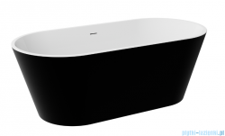 Besco Deeva B&W 180x80 cm wanna wolnostojąca Czarno Biała +  syfon klik-klak Biały #WWA-180-DBW