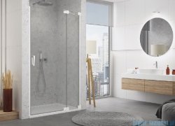 SanSwiss Cadura White Line drzwi wahadłowe 100cm jednoczęściowe prawe z polem stałym biały mat CA13D1000907