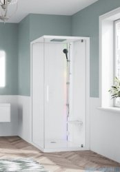 Novellini Glax 1 2.0 kabina z sauną parową 80x80 prawa biała G21GF80DM5-1UU