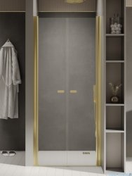 New Trendy New Soleo Light Gold 150x195 cm drzwi wnękowe podwójne złoty połysk/szkło przejrzyste D-0525A