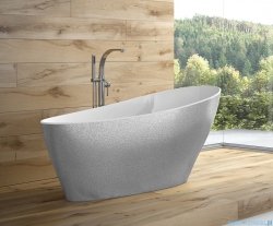 Besco Keya Glam srebrna 165x70cm wanna wolnostojąca + odpływ klik-klak #WMD-165-KS
