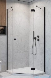 Radaway Essenza 8 Black Ptj kabina pięciokątna 80x80cm prawa czarny mat/szkło przejrzyste 10490000-54-01R/10490100-01-01