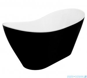 Besco Viya 160x70cm wanna wolnostojąca biało-czarna MATOWA + syfon klik-klak biały czyszczony od góry #WMMC-160VKW