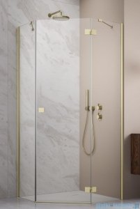 Radaway Essenza Ptj Brushed Gold kabina pięciokątna 100x90cm prawa szkło przejrzyste 1385010-99-01R/1385057-01-01