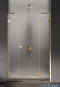 New Trendy Eventa Gold Shine drzwi wnękowe pojedyncze z dodatkową ścianką 130x200 cm przejrzyste prawe Złoty połysk EXK-4684